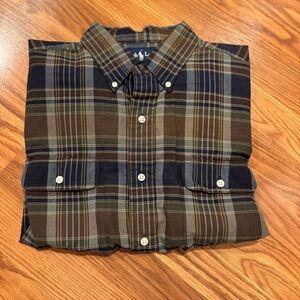 Ralph Lauren Plaid Short Sleeve Button Down Shirt, Large
